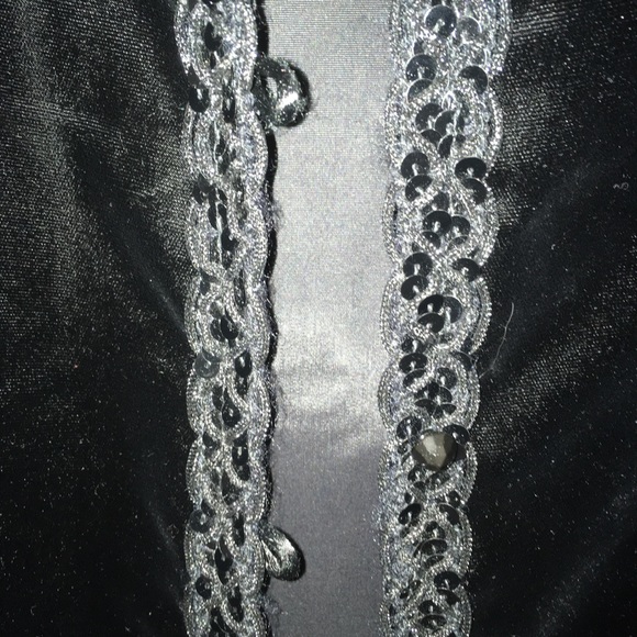 Vintage Black Velour Jacket With Sequined Trim - Picture 4 of 11